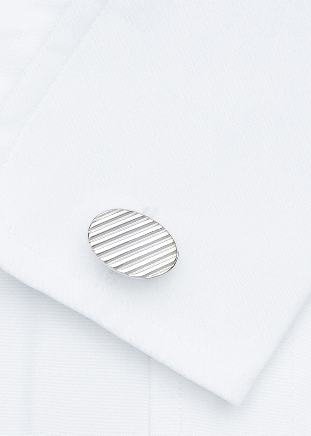 Paul Stuart Popular | Sterling Silver Ribbed Oval Cufflinks
