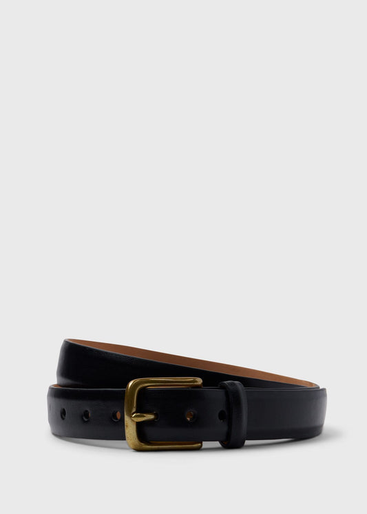 Paul Stuart Recommended | Narrow Calfskin Belt with Brass Buckle