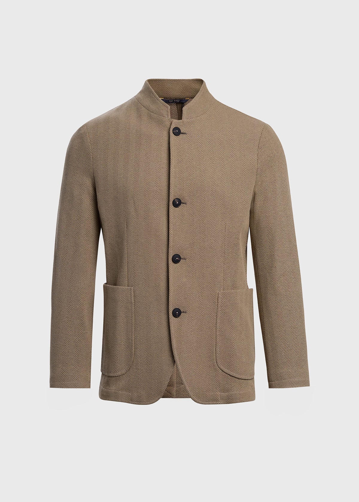 Paul Stuart Latest | Stand Collar Herringbone Knit Jacket