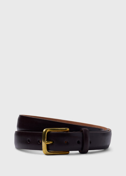 Paul Stuart Top Pick | Narrow Calfskin Belt with Brass Buckle