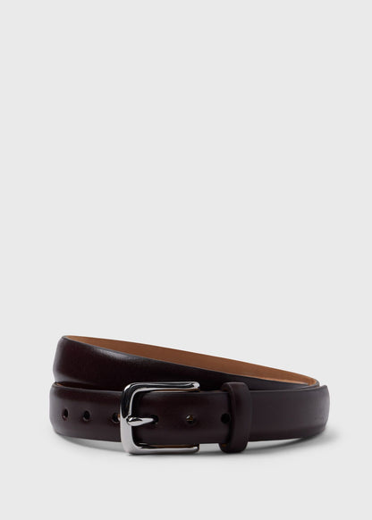Paul Stuart Deals | Narrow Calfskin Belt with Nickel Buckle