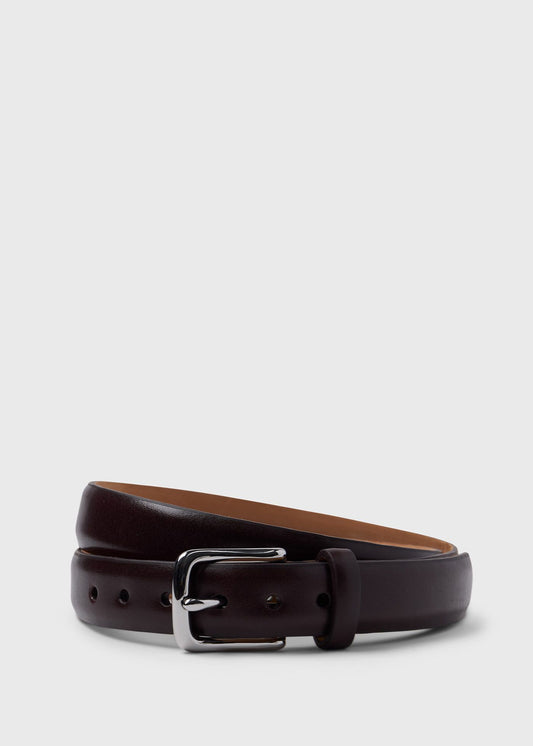 Paul Stuart Deals | Narrow Calfskin Belt with Nickel Buckle