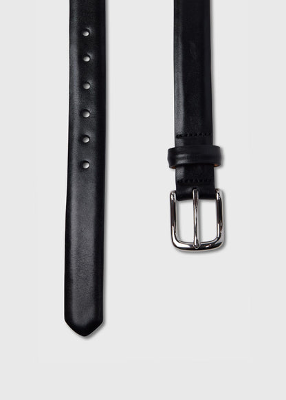 Paul Stuart Value | Narrow Calfskin Belt with Nickel Buckle