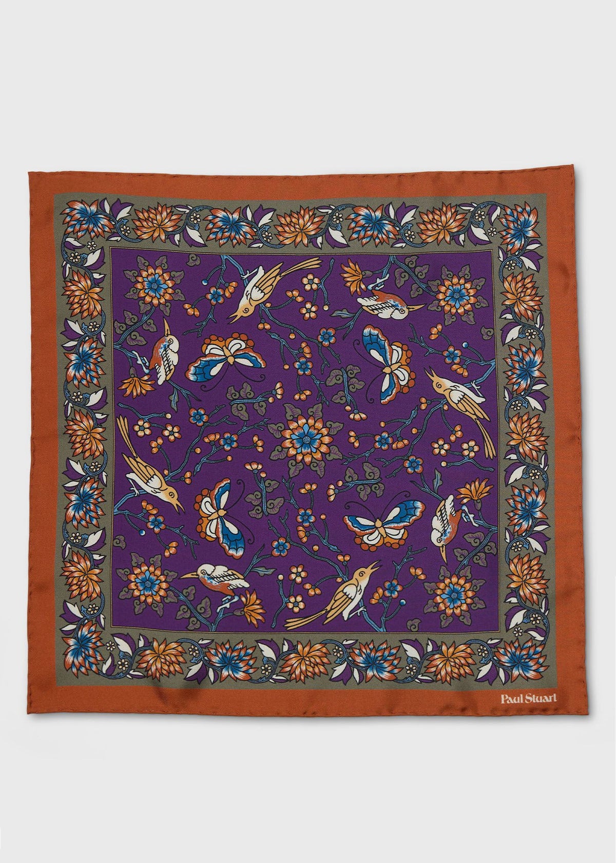 Paul Stuart Smart Buy | Floral Bird Silk Pocket Square