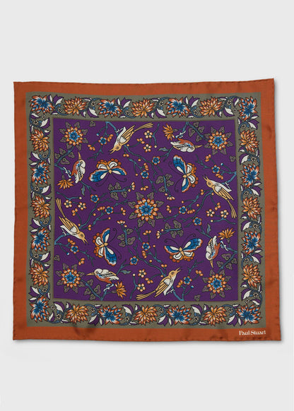Paul Stuart Smart Buy | Floral Bird Silk Pocket Square