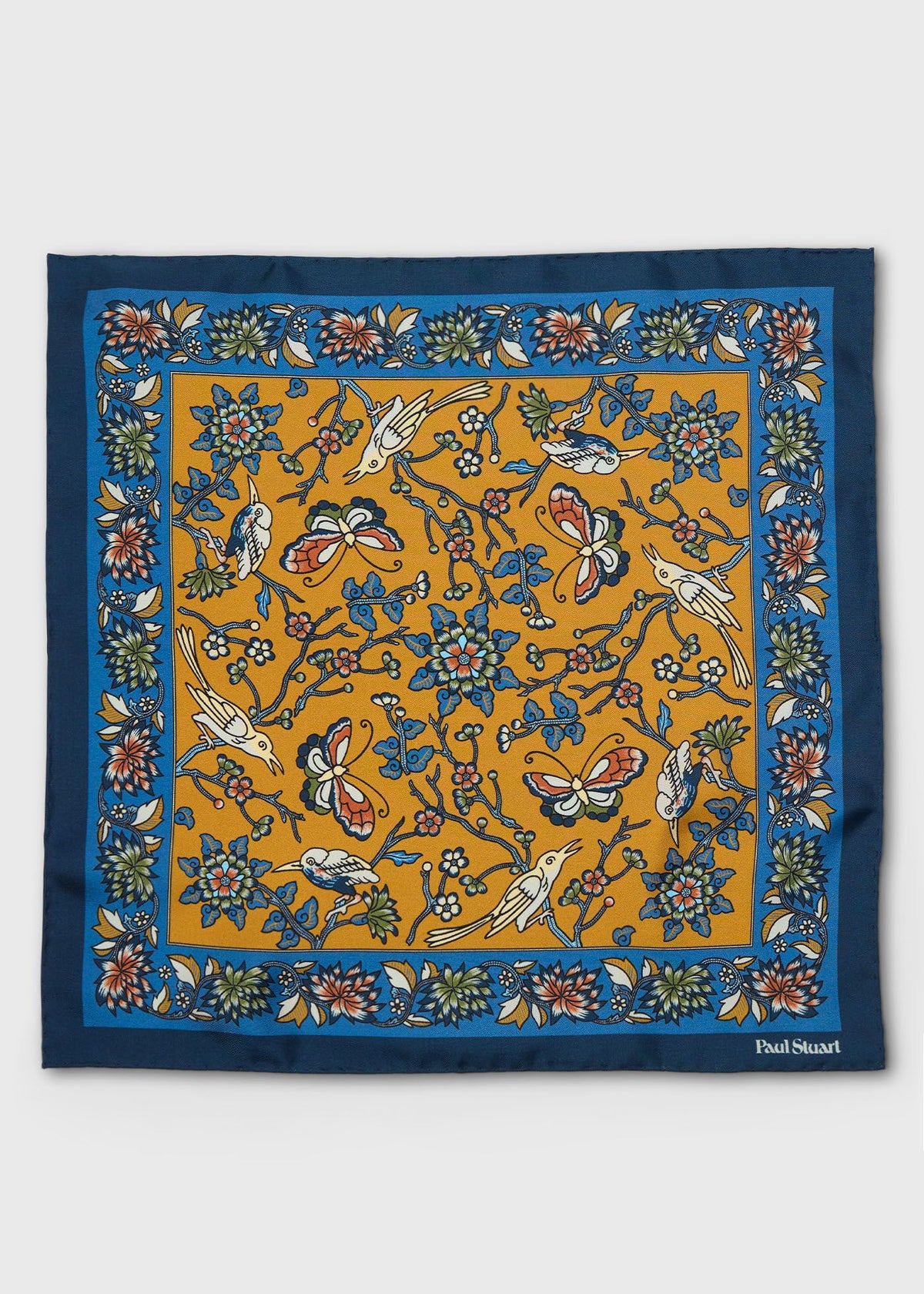 Paul Stuart Trusted | Floral Bird Silk Pocket Square