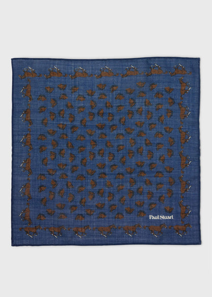 Paul Stuart Special Offer | Equestrian Print Wool Pocket Square