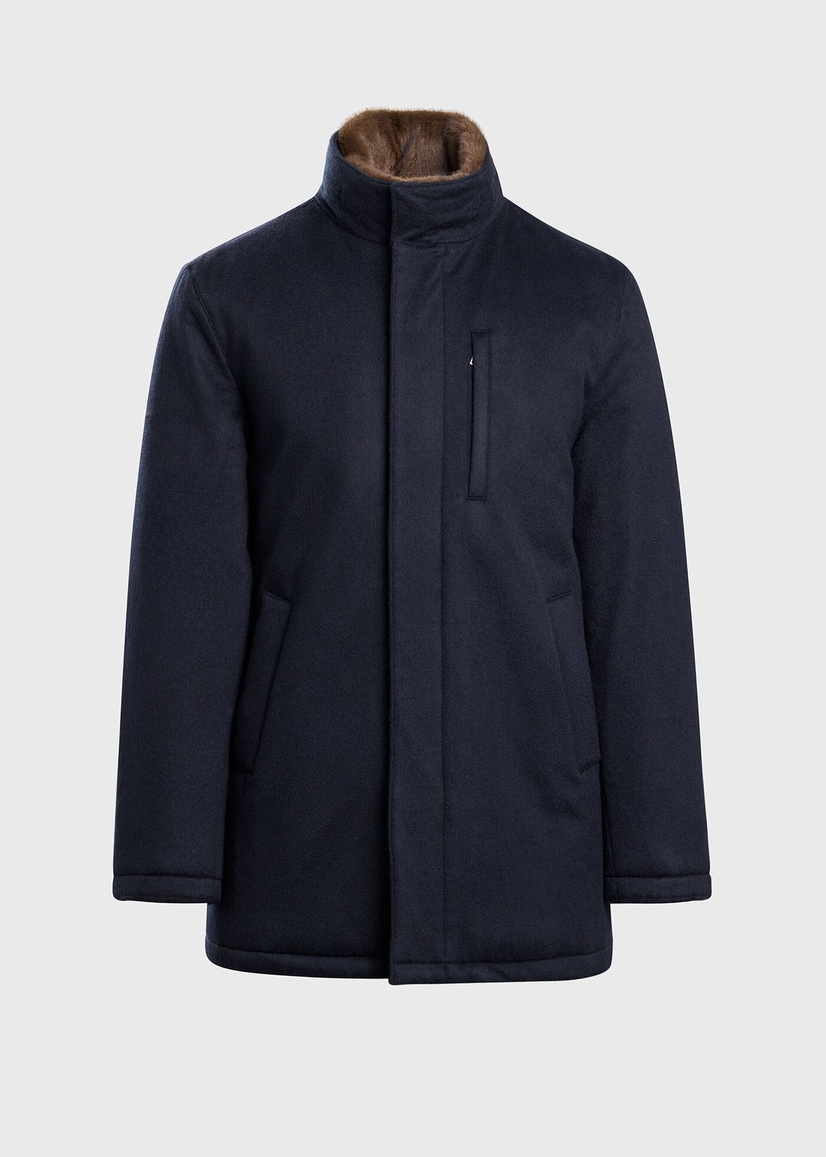 Paul Stuart Essential | Cashmere Coat with Faux Fur Collar