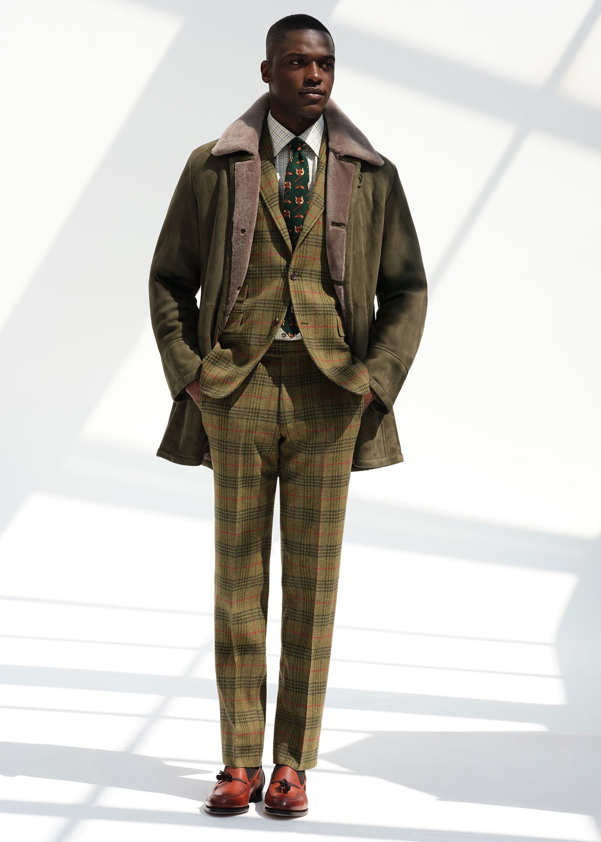 Paul Stuart Trending | Modern Suede Coat with Shearling Trim