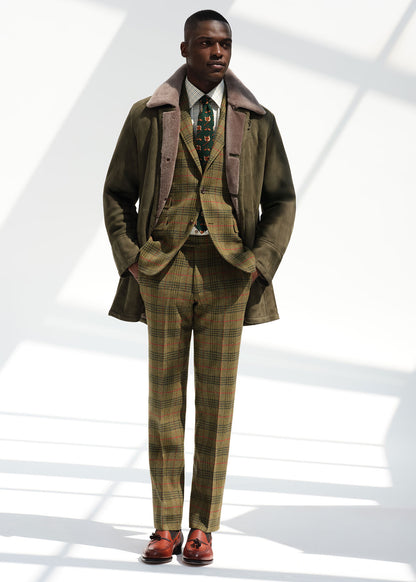 Paul Stuart Trending | Modern Suede Coat with Shearling Trim