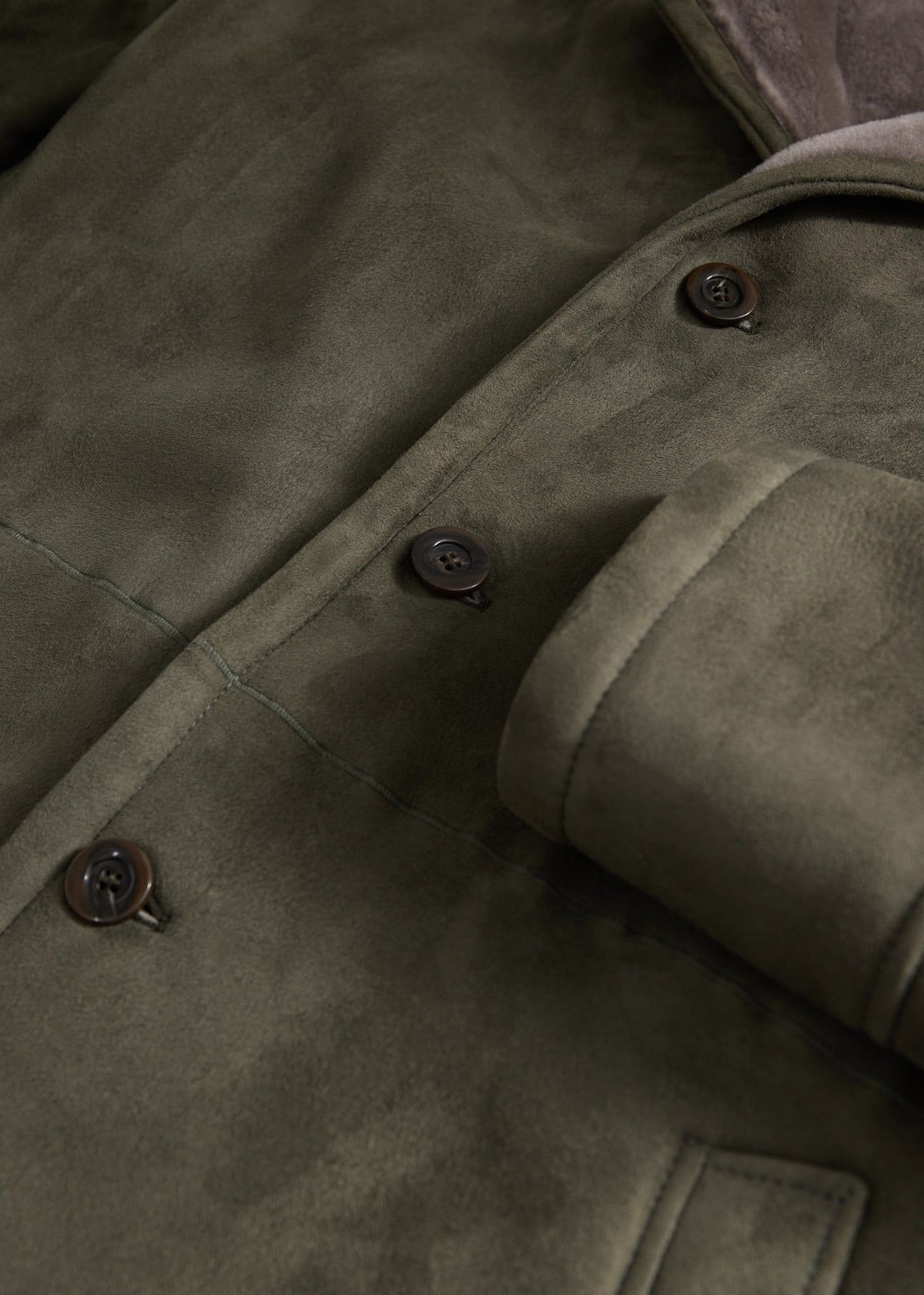 Paul Stuart Trending | Modern Suede Coat with Shearling Trim