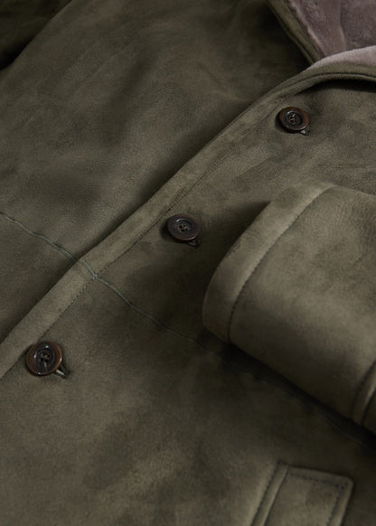 Paul Stuart Trending | Modern Suede Coat with Shearling Trim