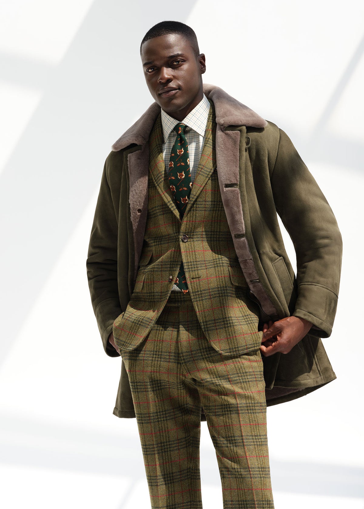 Paul Stuart Trending | Modern Suede Coat with Shearling Trim