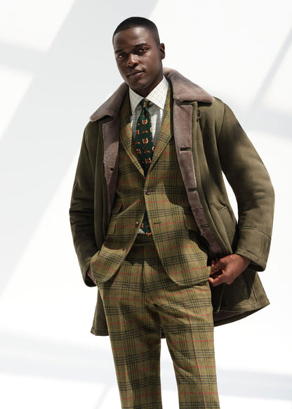 Paul Stuart Trending | Modern Suede Coat with Shearling Trim