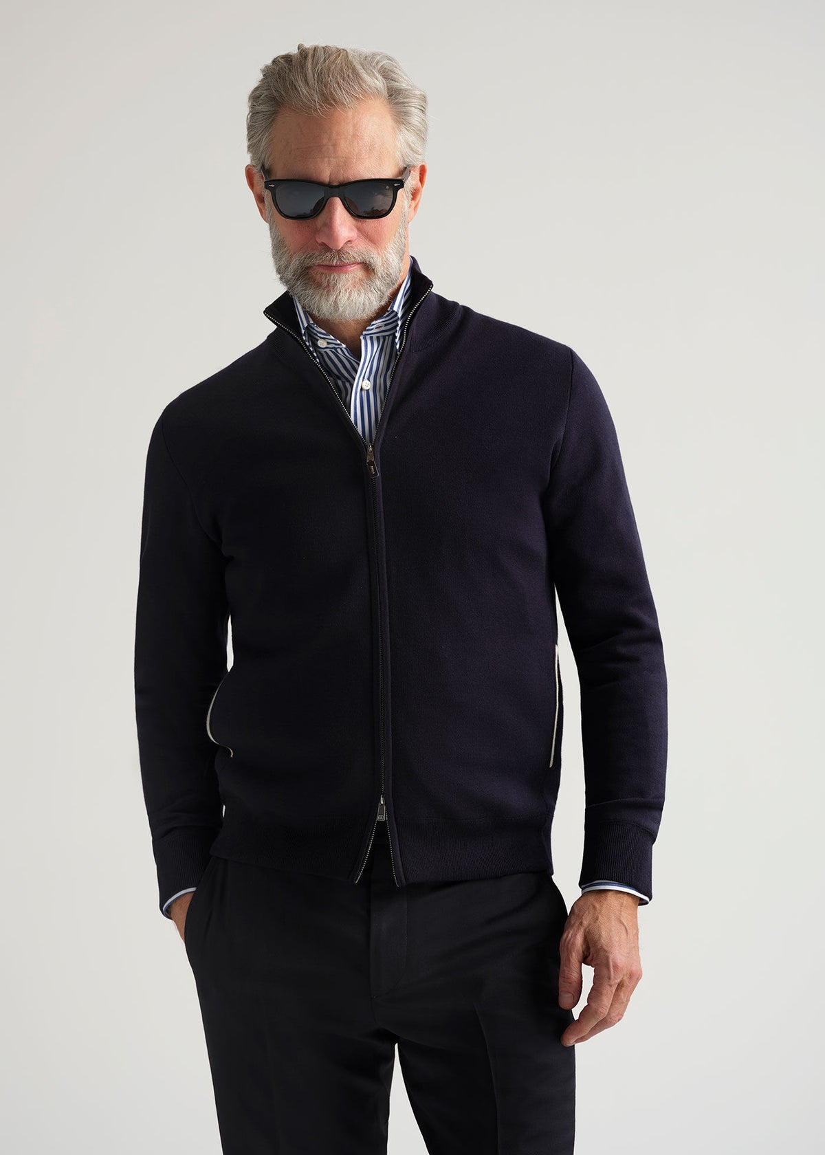 Paul Stuart Featured | Silk & Cotton Full Zip Cardigan
