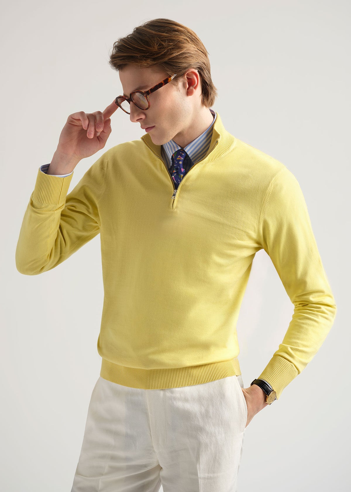 Paul Stuart Quality | Quarter Zip Cotton Sweater