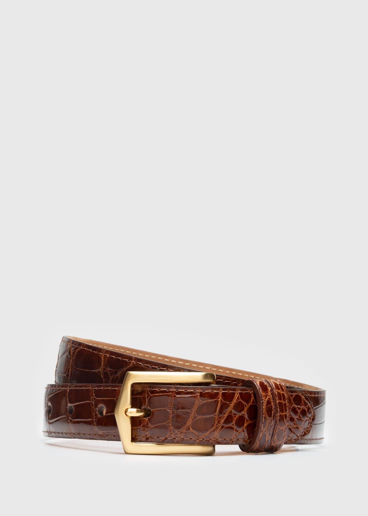 Paul Stuart Trending | Men's Glazed Alligator Belt in Gold - Paul Stuart
