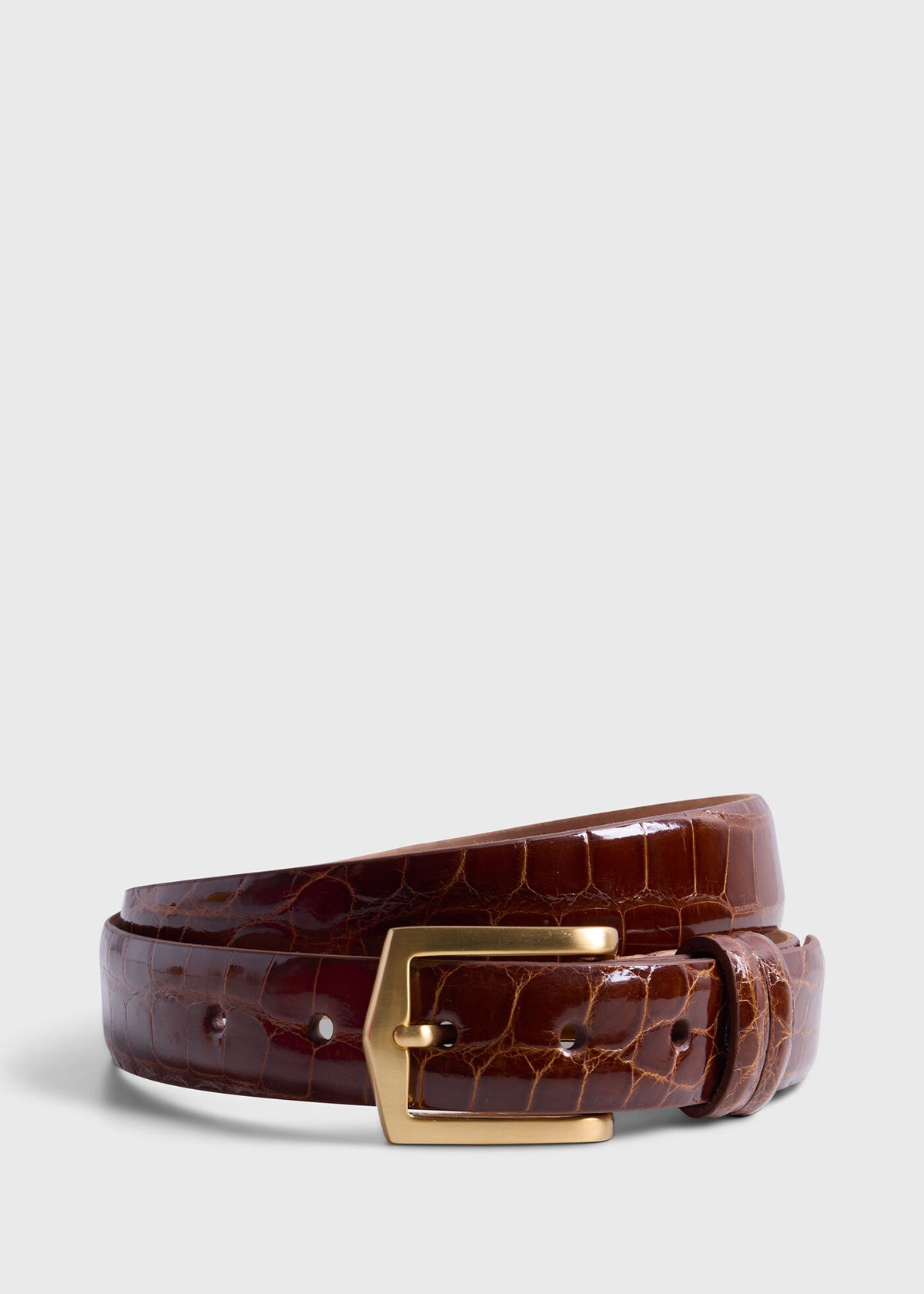 Paul Stuart Trending | Men's Glazed Alligator Belt in Gold - Paul Stuart