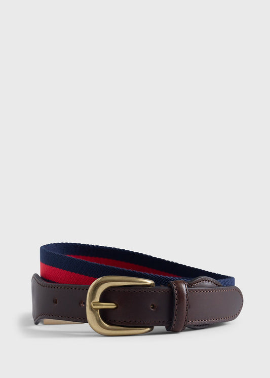 Paul Stuart Recommended | Striped Belt with Leather Trim