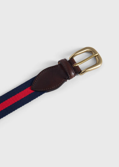 Paul Stuart Recommended | Striped Belt with Leather Trim