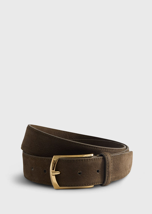 Paul Stuart Essential | Nubuck Suede Belt with Gold Buckle