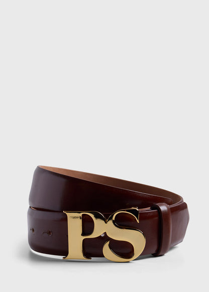 Paul Stuart Customer Favorite | PS Brass Logo Leather Belt