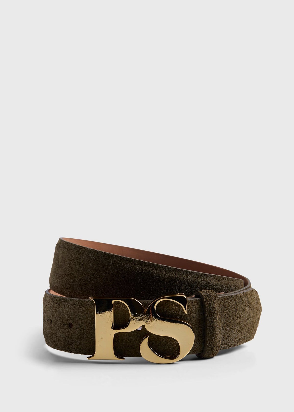 Paul Stuart Smart Buy | PS Brass Logo Suede Belt