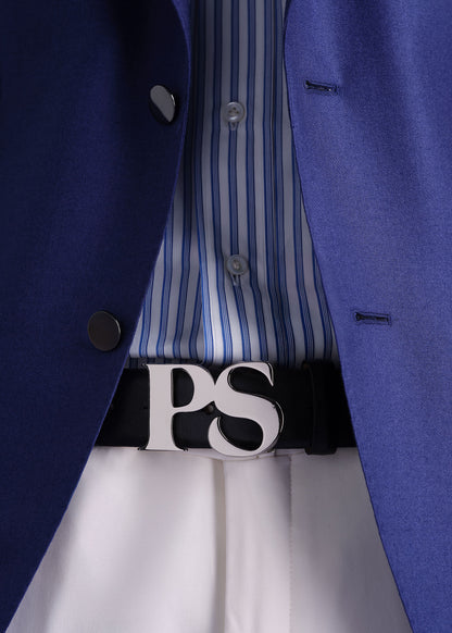Paul Stuart Quality | PS Nickel Logo Leather Belt