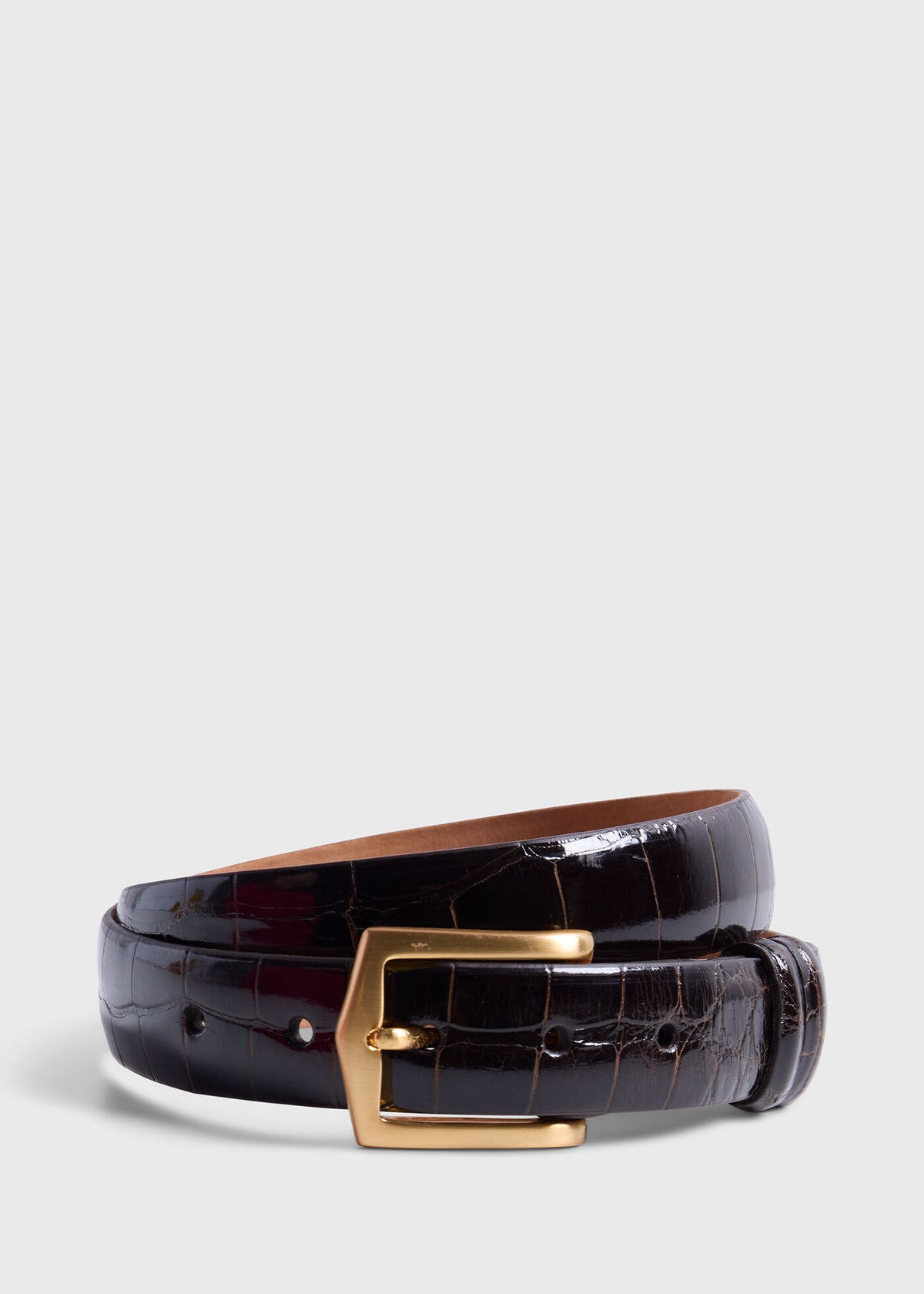Paul Stuart Popular | Men's Glazed Alligator Belt in Dark Brown - Paul Stuart