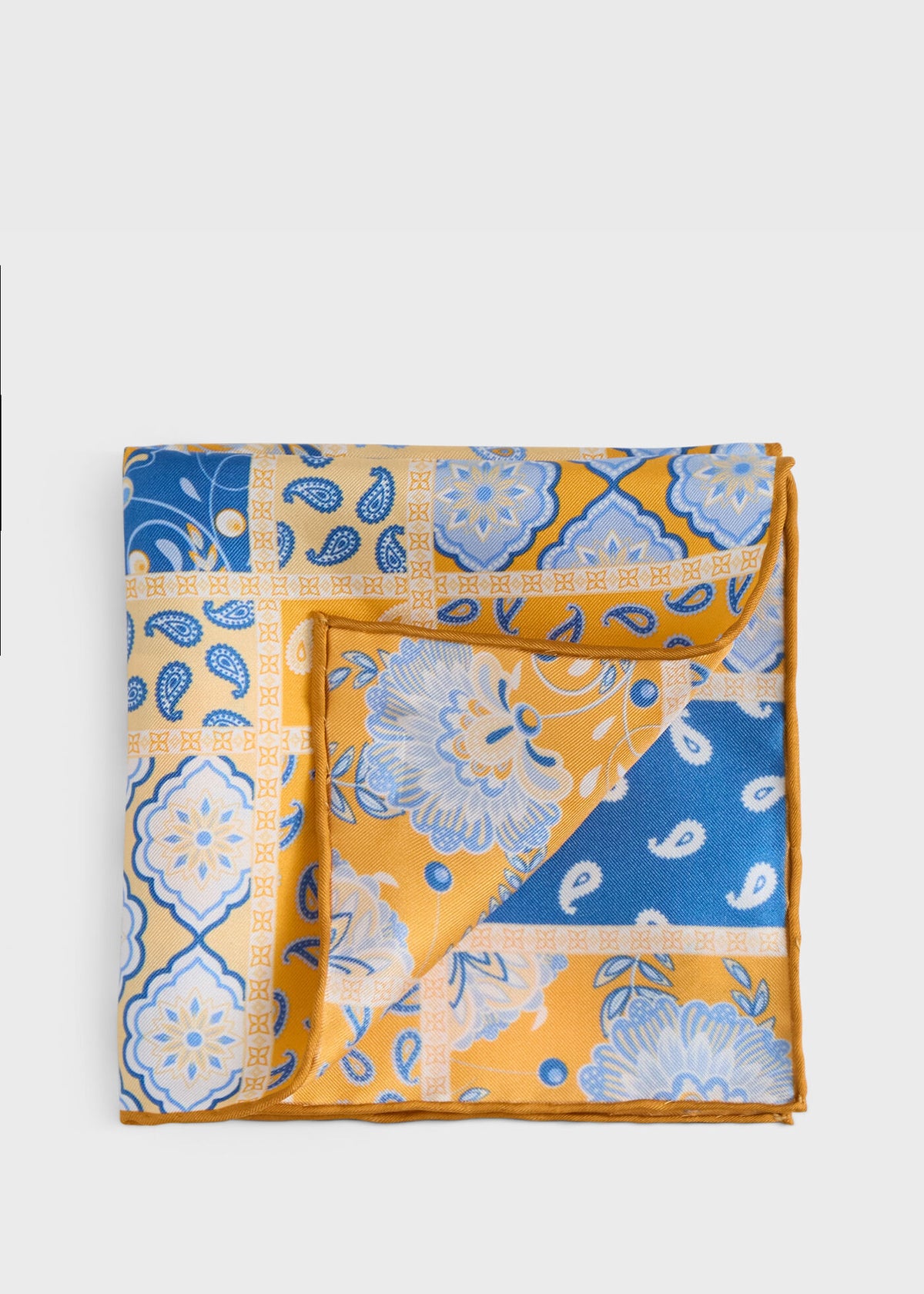 Paul Stuart Signature | Printed Silk Patchwork Pocket Square
