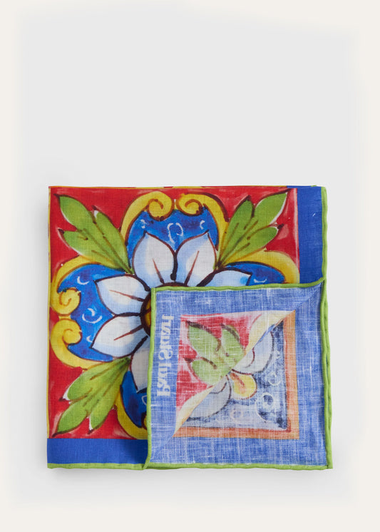 Paul Stuart Popular | Linen Mediterranean Tile Pocket Square