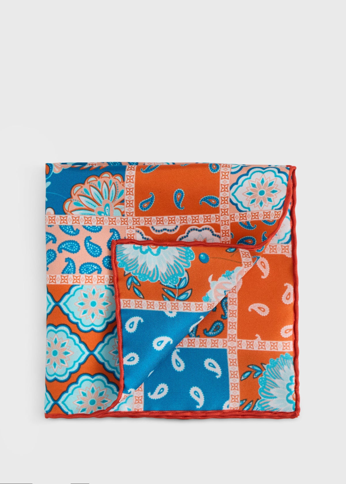 Paul Stuart Premium | Printed Silk Patchwork Pocket Square