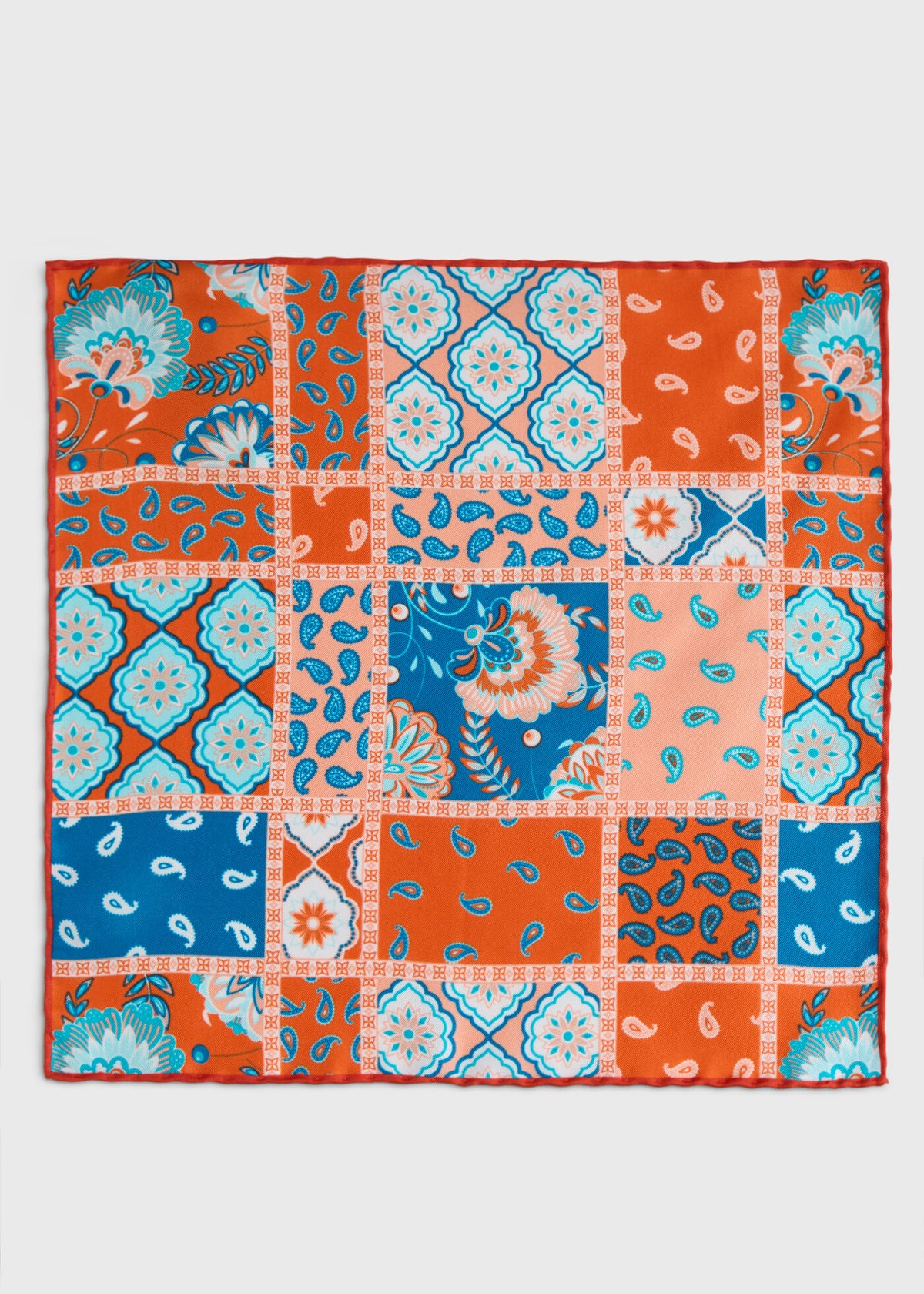 Paul Stuart Premium | Printed Silk Patchwork Pocket Square