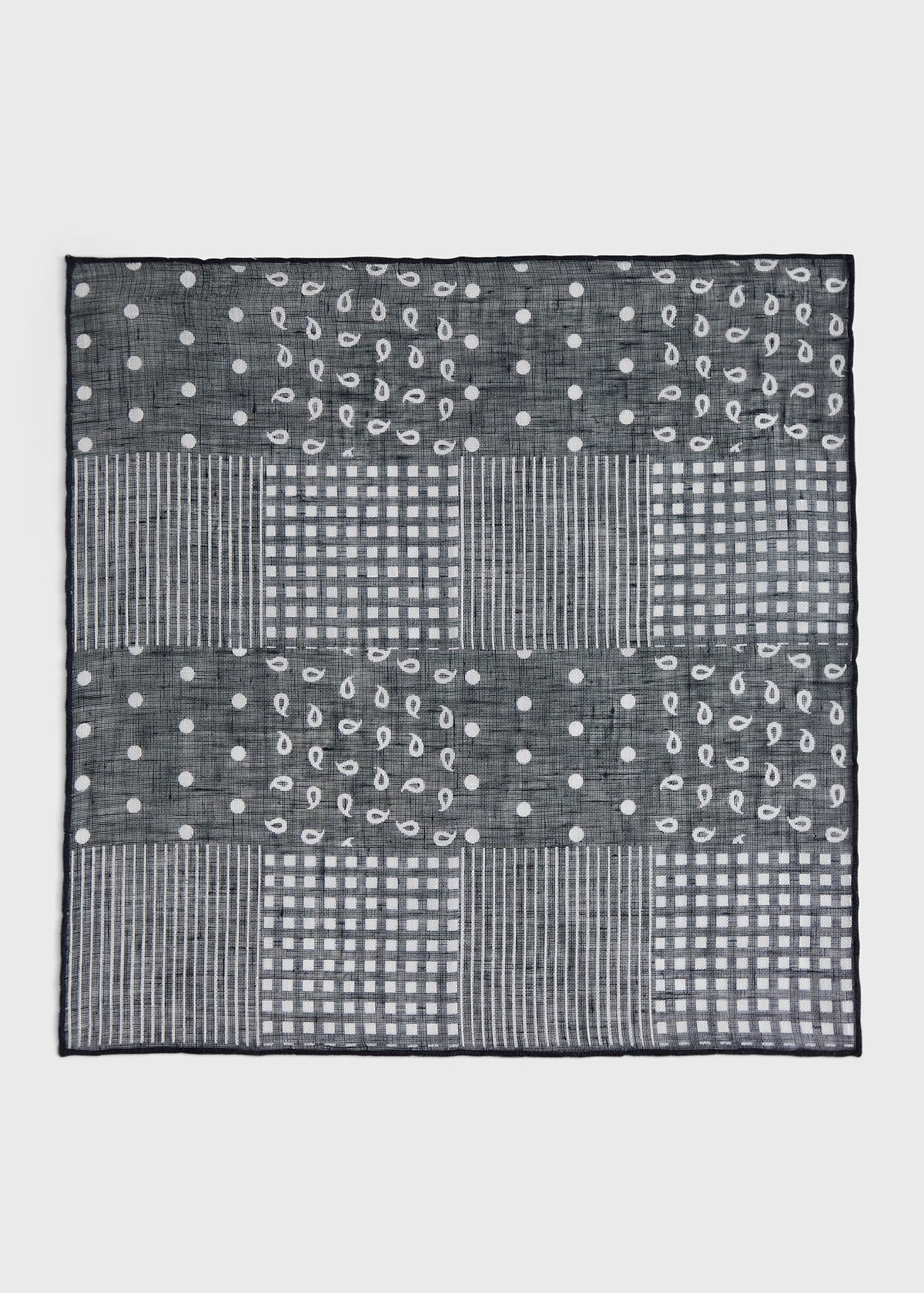 Paul Stuart Discount | Linen Tonal Patchwork Pocket Square