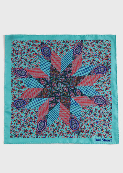 Paul Stuart Latest | Printed Silk Floral Paisley Pocket Square