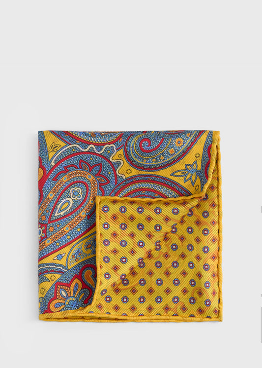 Paul Stuart Discount | Printed Silk Paisley Pocket Square