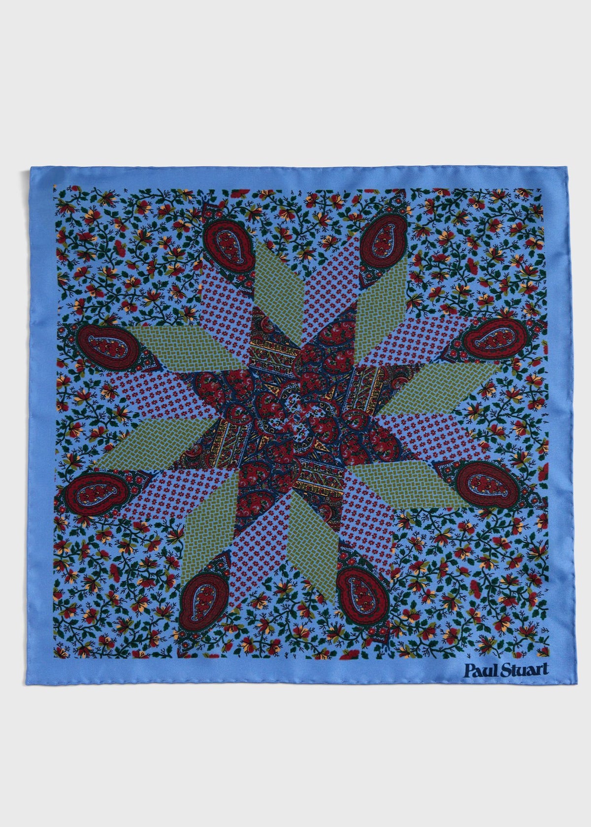 Paul Stuart Signature | Printed Silk Floral Paisley Pocket Square
