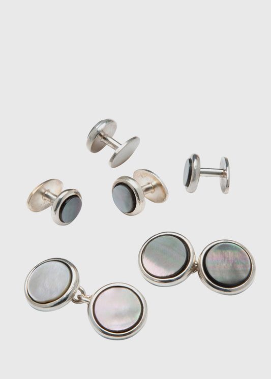 Paul Stuart Deals | Silver & Mother of Pearl Stud Set