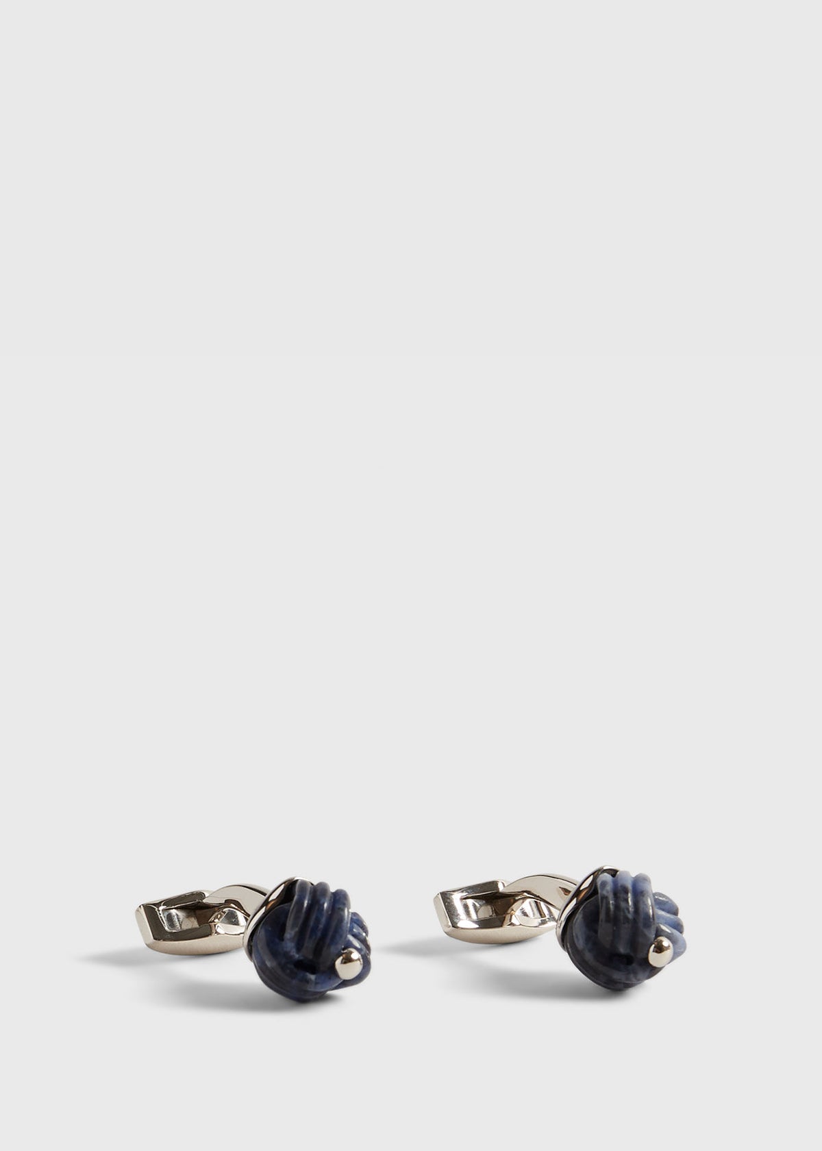 Paul Stuart Signature | Sterling Silver with Sodalite Carved Knot Cufflinks