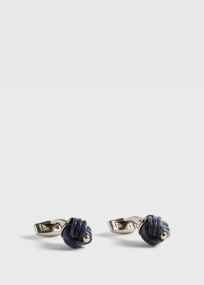 Paul Stuart Signature | Sterling Silver with Sodalite Carved Knot Cufflinks