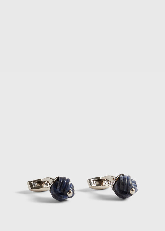 Paul Stuart Signature | Sterling Silver with Sodalite Carved Knot Cufflinks