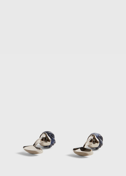 Paul Stuart Signature | Sterling Silver with Sodalite Carved Knot Cufflinks