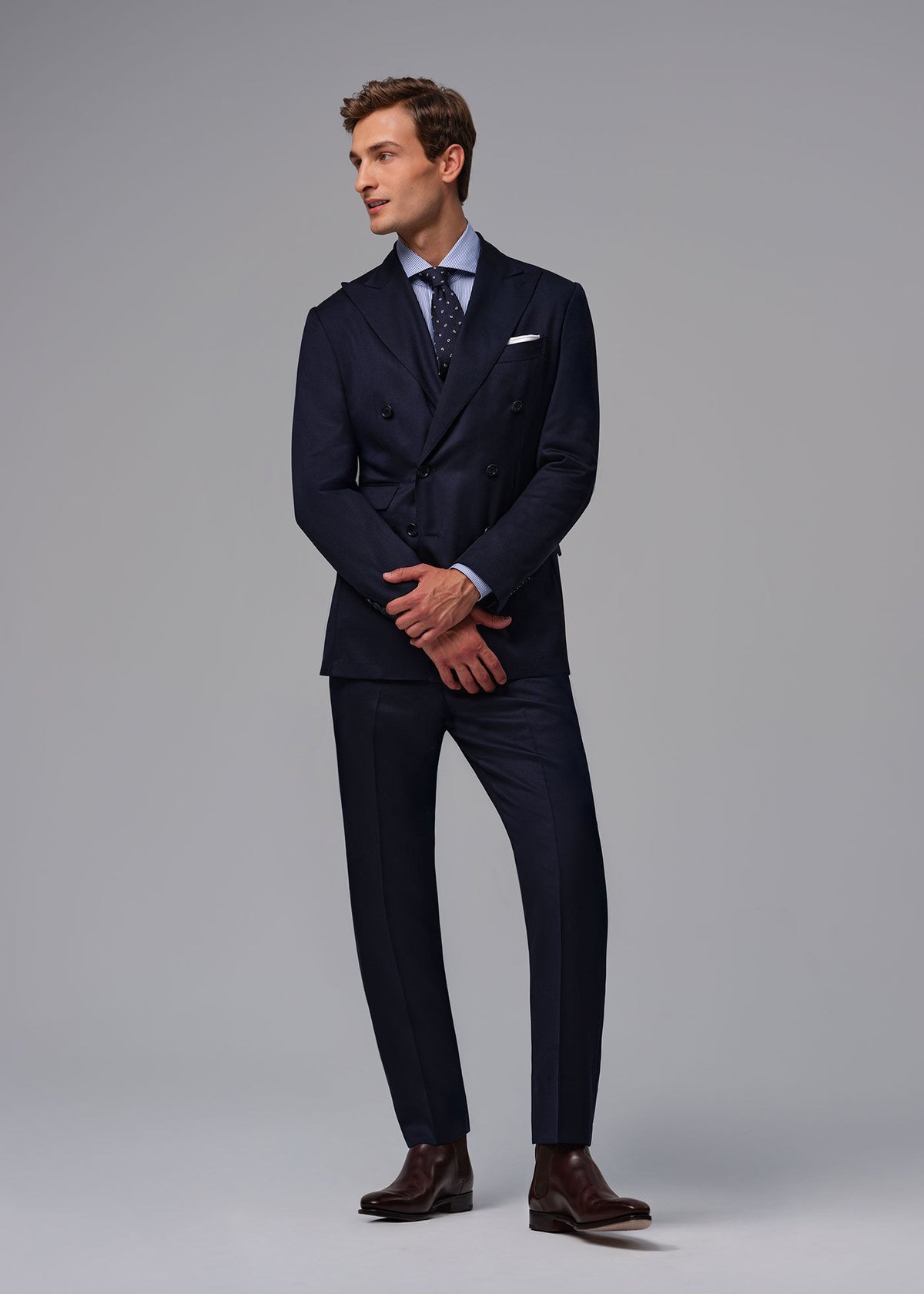 Paul Stuart Recommended | Wool Twill Double Breasted Suit