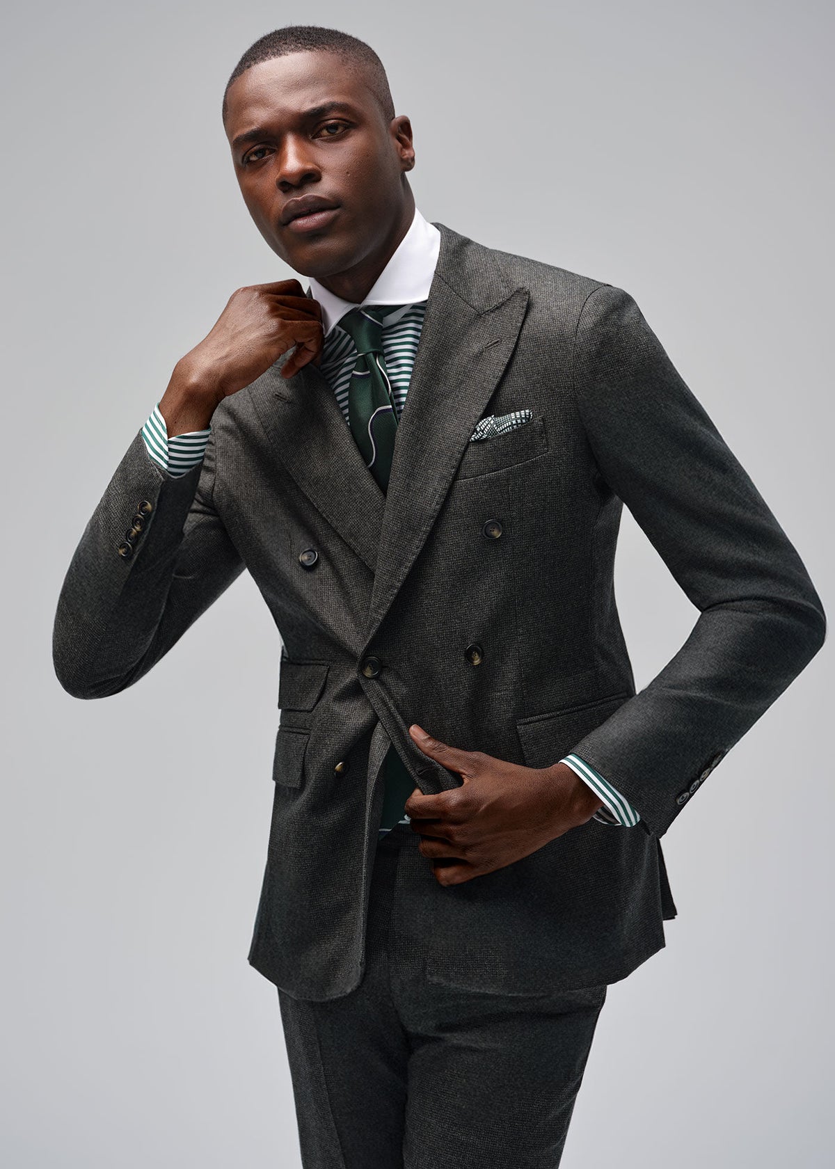 Paul Stuart Quality | Double Breasted Wool Houndstooth Suit